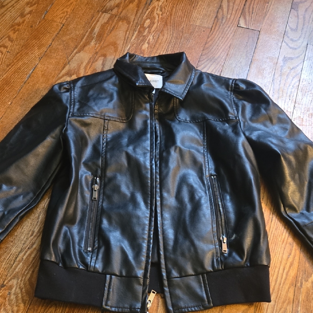 Nine West Black Faux Leather Coat
